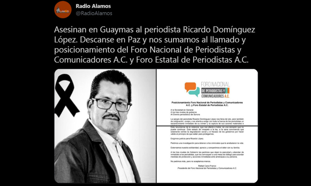 EL PERIODISTA RICARDO LÓPEZ FUE EJECUTADO EN GUAYMAS