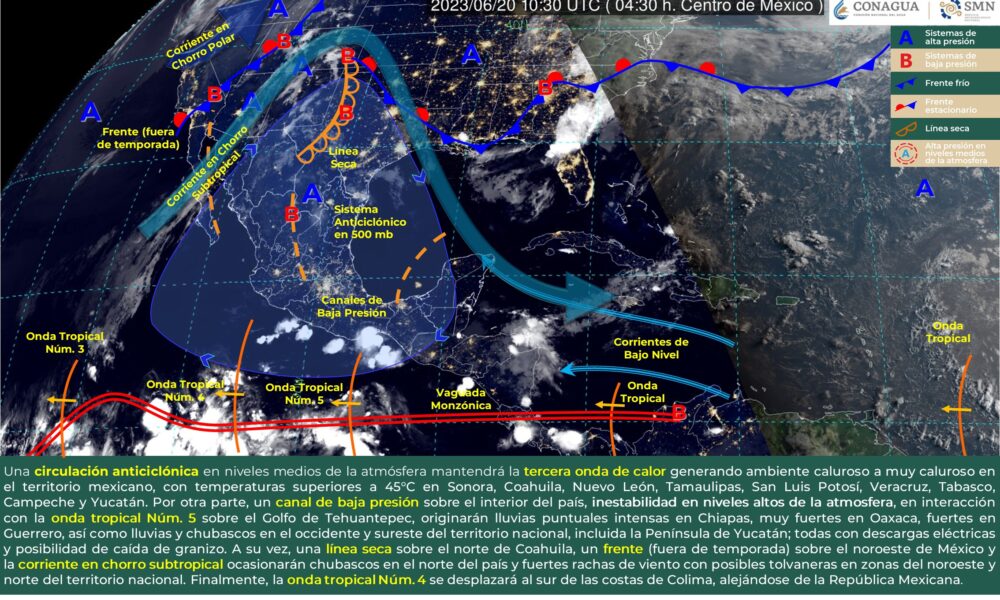 PRONÓSTICO DE LLUVIAS PUNTUALES INTENSAS EN CHIAPAS Y MUY FUERTES EN OAXACA