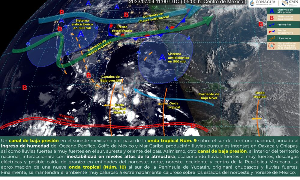 PRONÓSTICO DE LLUVIAS PUNTUALES FUERTES PARA SINALOA Y CHUBASCOS EN SONORA