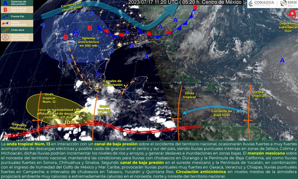 SE PRONOSTICAN LLUVIAS PUNTUALES FUERTES EN SONORA Y SINALOA